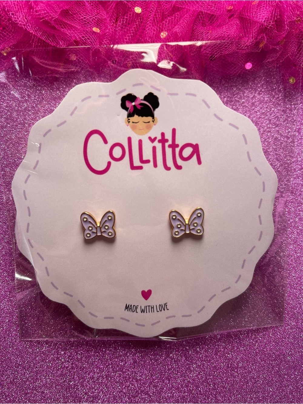 Kids Purple Butterfly Stud Earrings